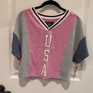 Champion USA Colorblock Shirt - Pink, Gray, and Blue